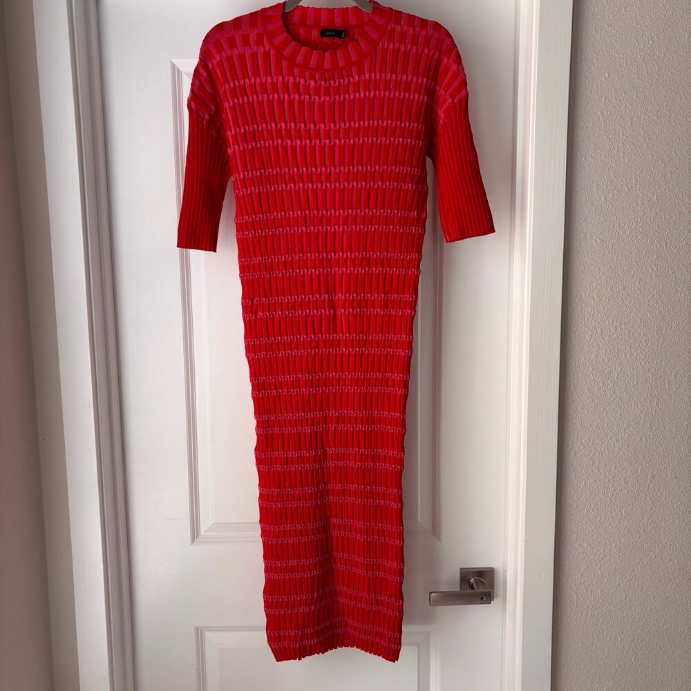 Joseph Plaited Nylon Rib Oneida Dress in Crimson Size Medium Romantic Whimsygoth